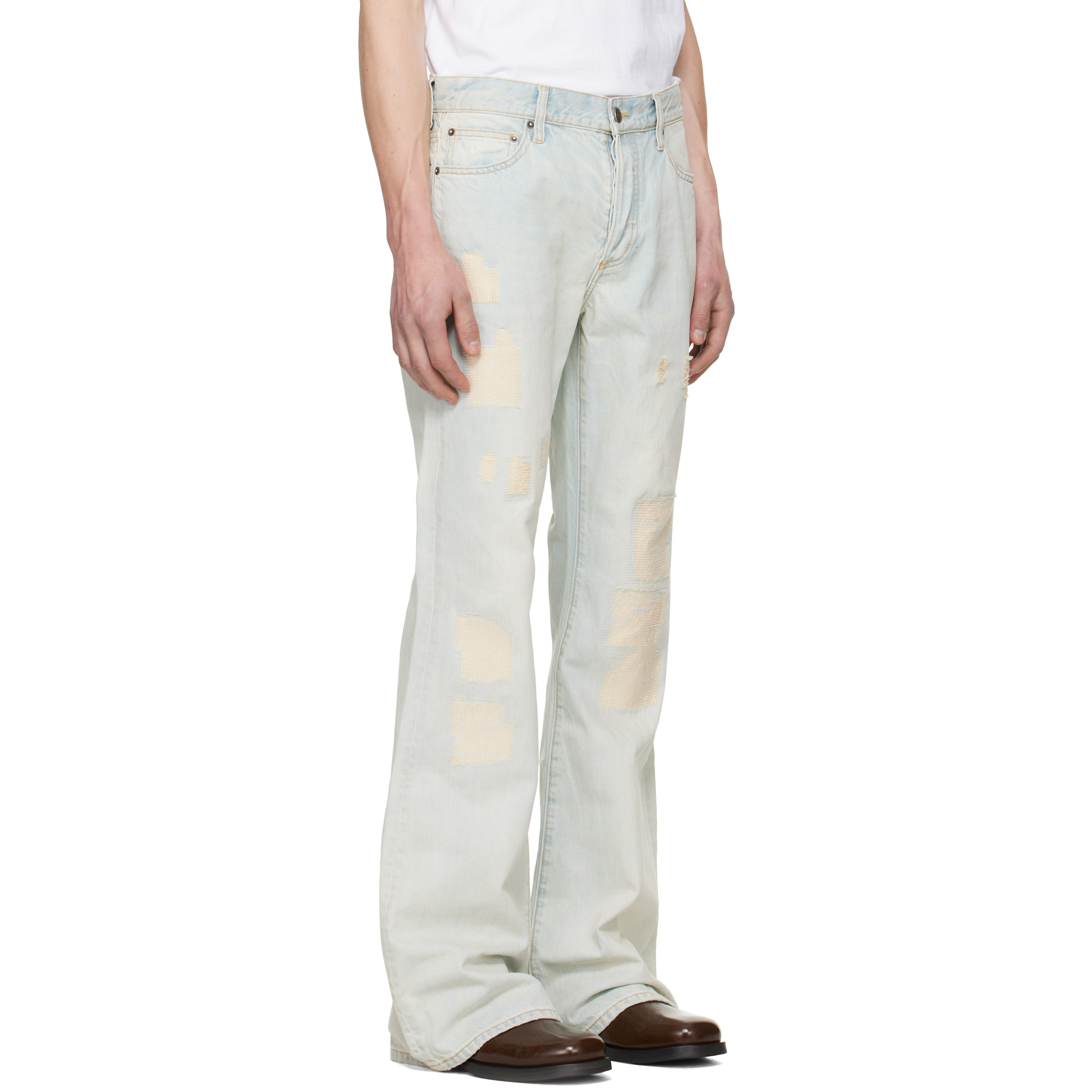 Blue Jimmy Crispy Rigid Denim Flare Jeans