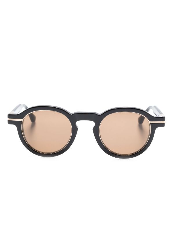 Round-Frame Panto Sunglasses — Black