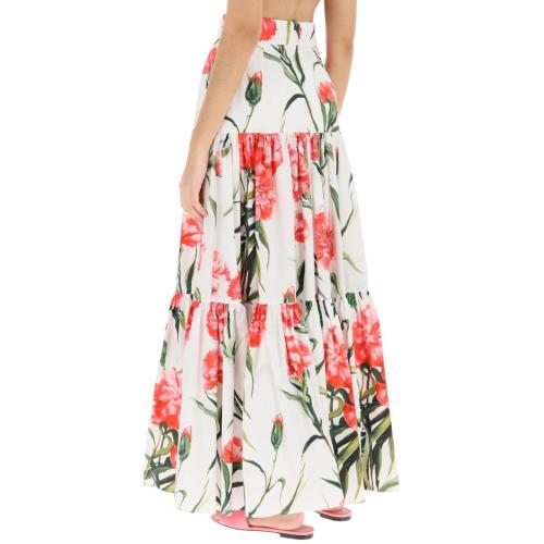 Floral-print tiered maxi skirt - White