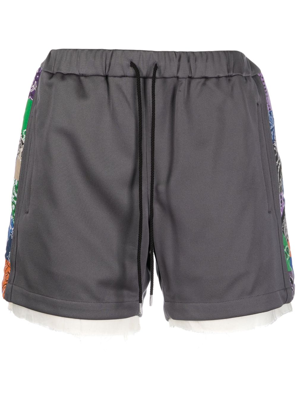 Drawstring-waistband bandana-print shorts - Grey