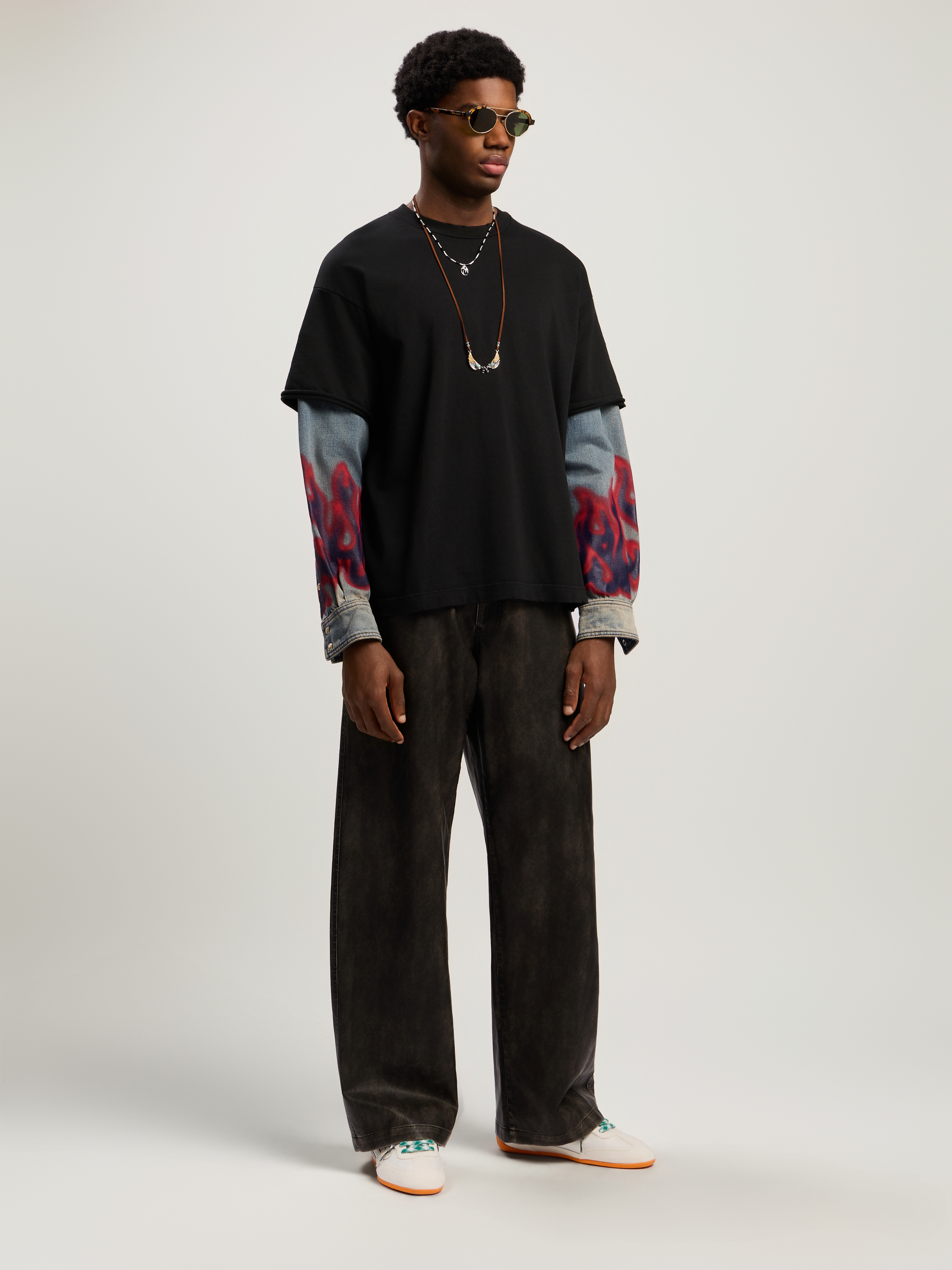 Flames Hybrid Shirt L/s Man  Vintage Black