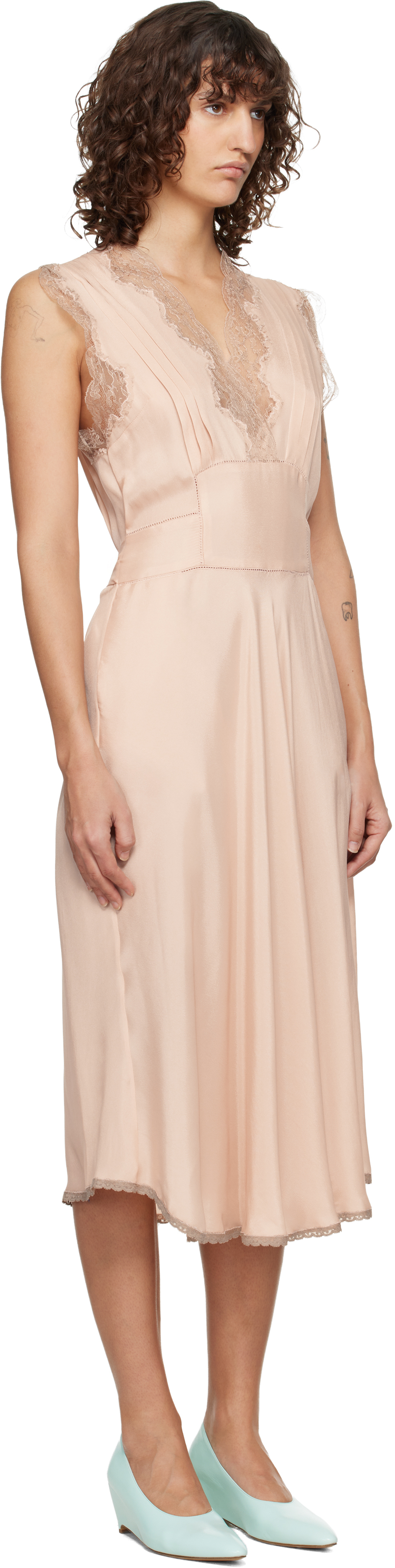 Pink Silk Midi Dress