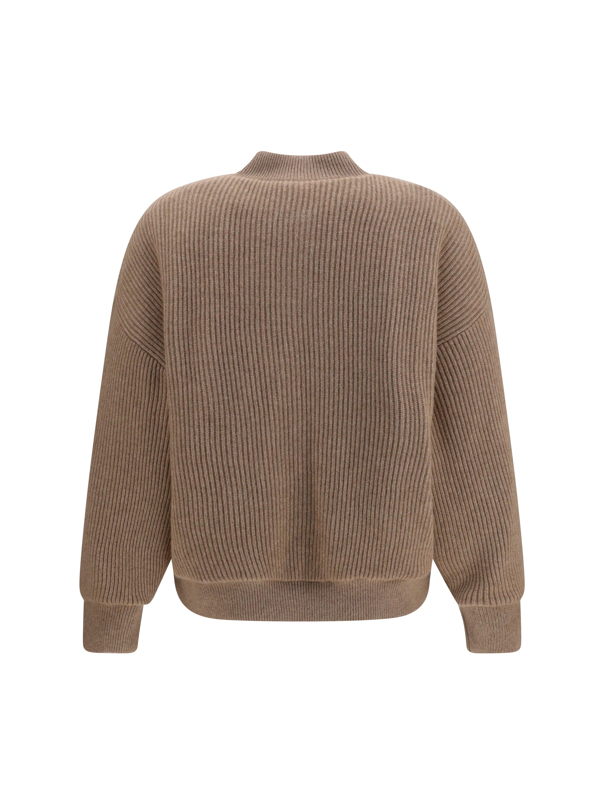Ribbed Cashmere Bomber Jacket — Brown