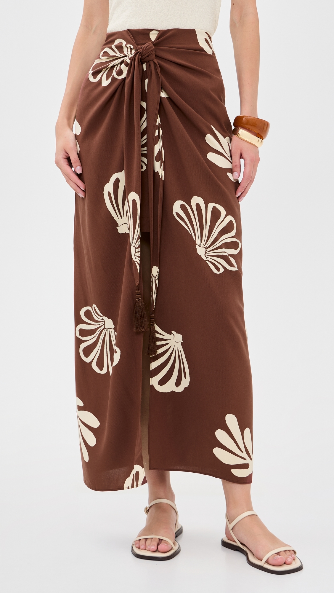 Brown Maritime Front Knot Maxi Skirt Brown Maritime
