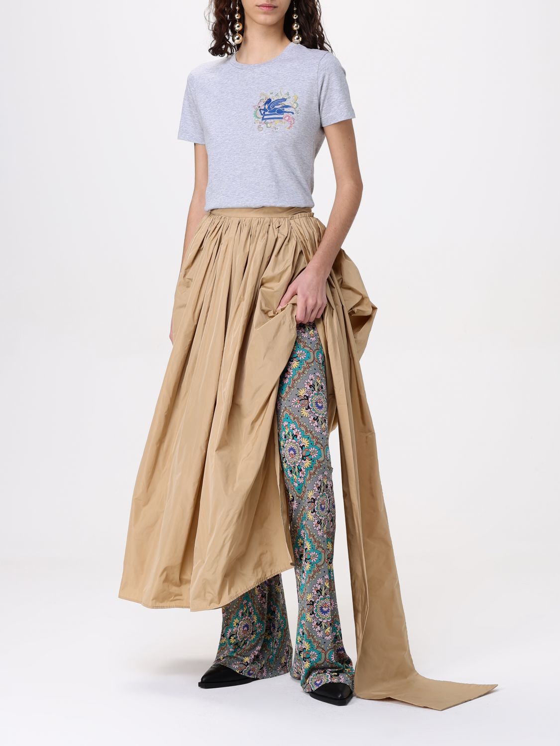 Floral-print trousers - Grey