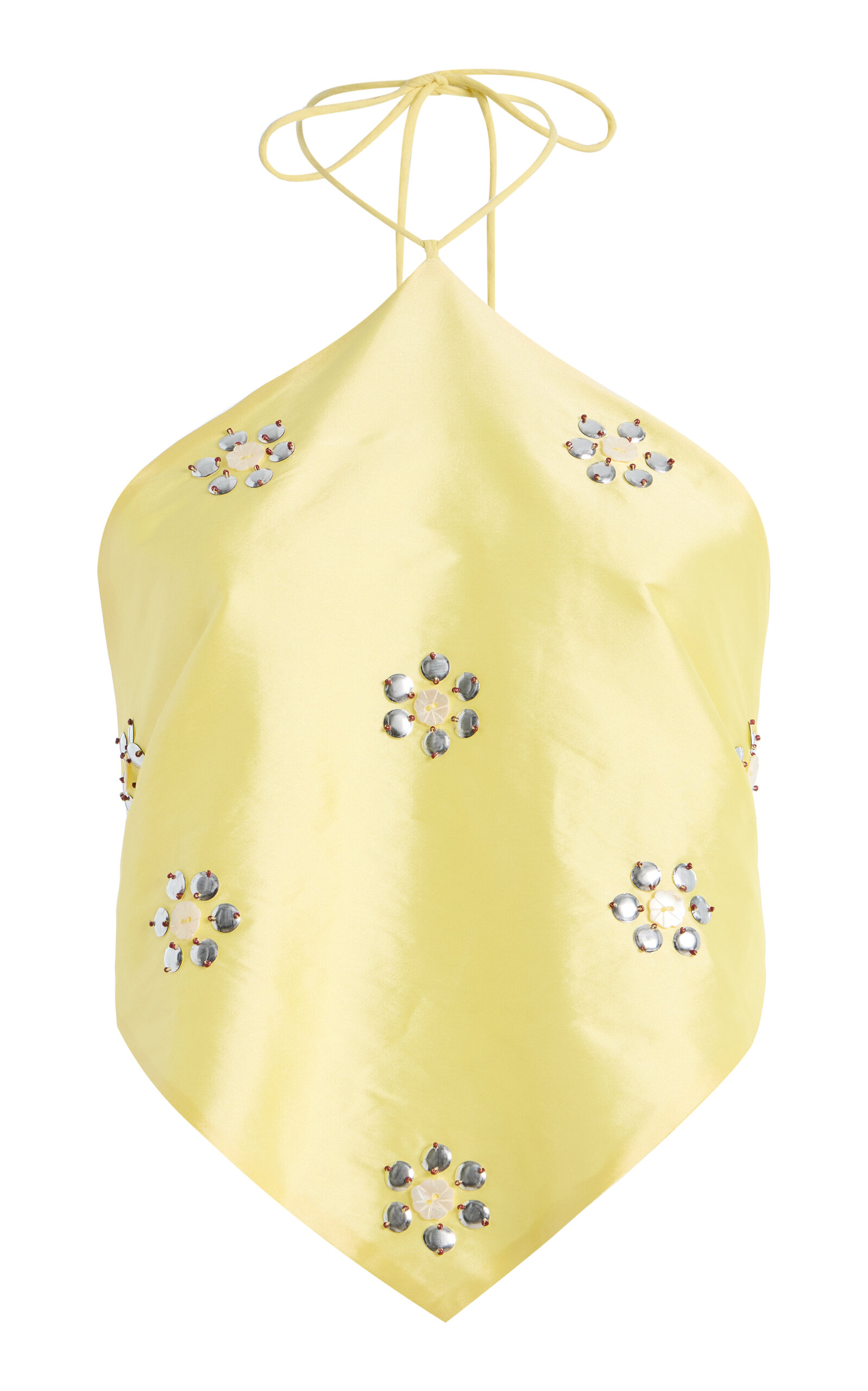Exclusive La Isla Embellished Taffeta Triangle Halter Top - Moda Operandi