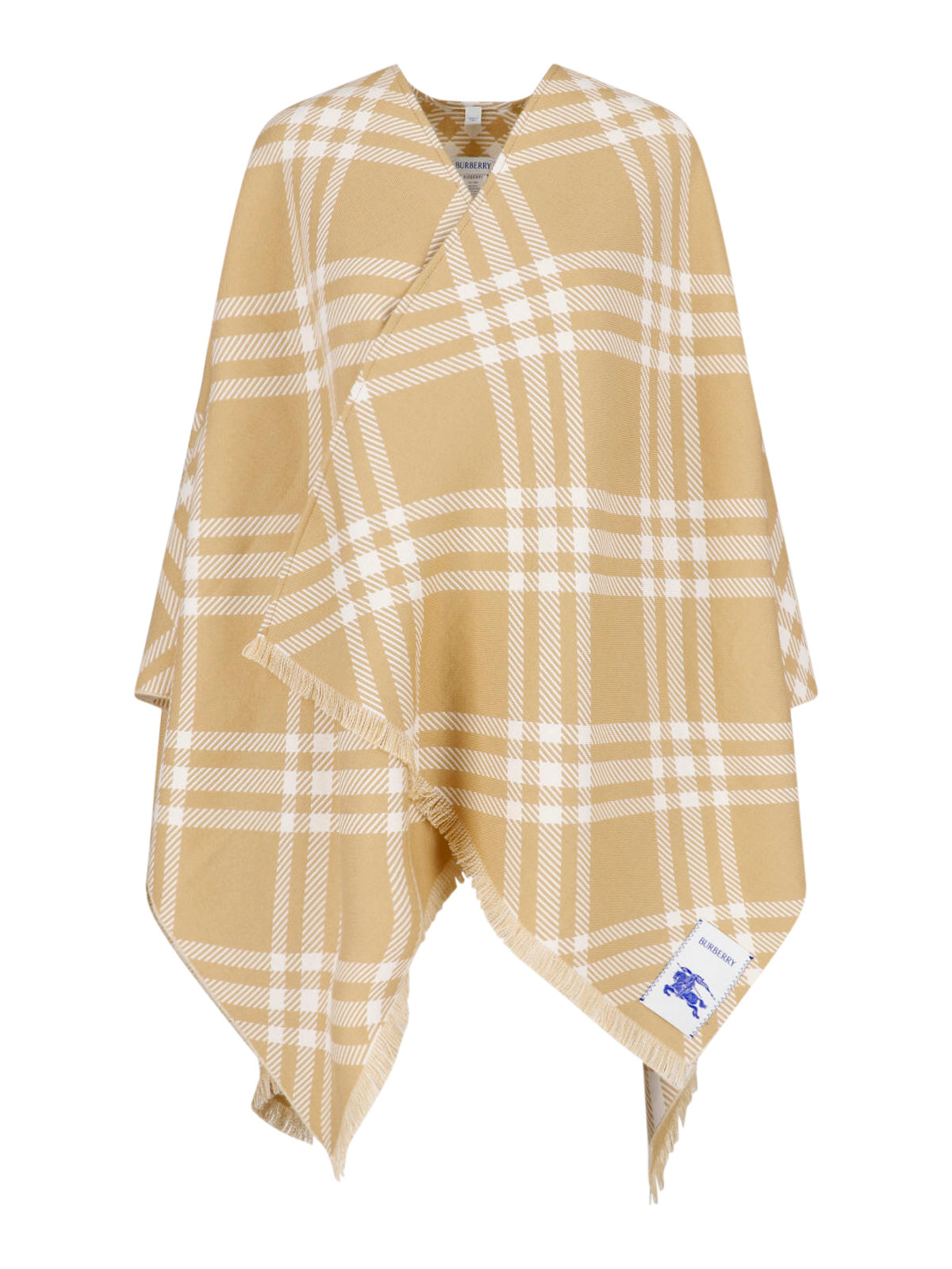 Women's Check Pattern Fringe Poncho