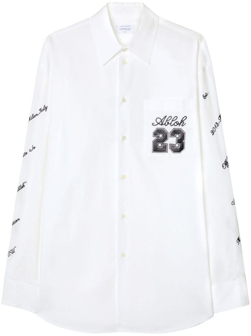 Logo-embroidered cotton shirt