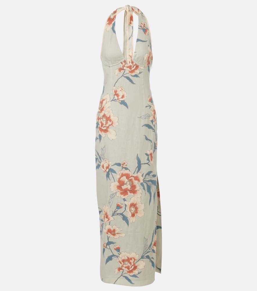Floral linen maxi dress