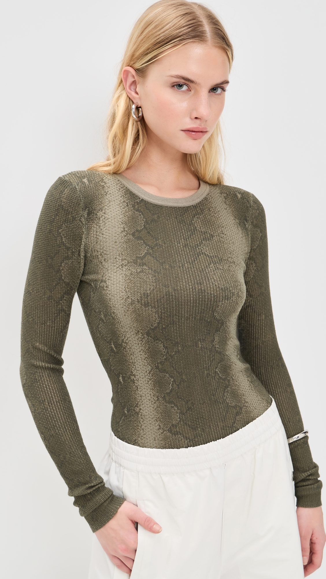 Lulu Thermal Top Olive Python