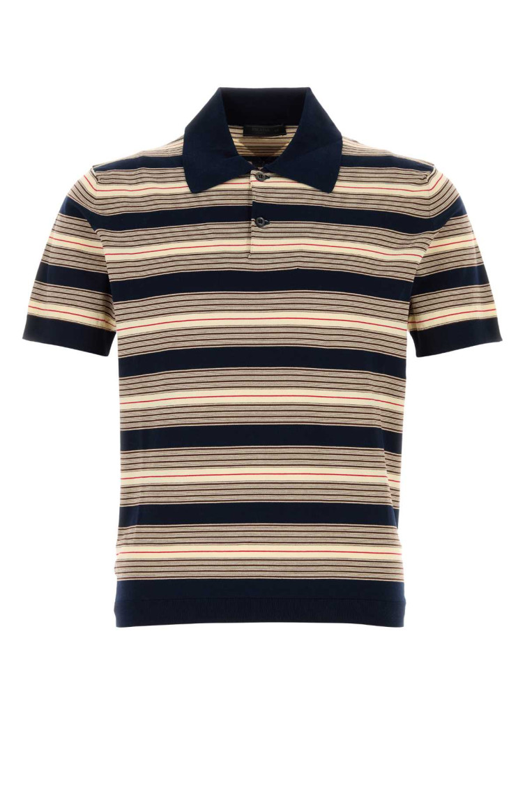Embroidered Stretch Cotton Blend Polo Shirt