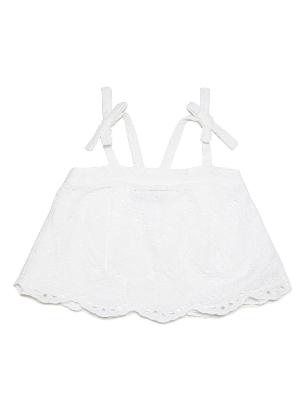 Floral-lace cotton top - White