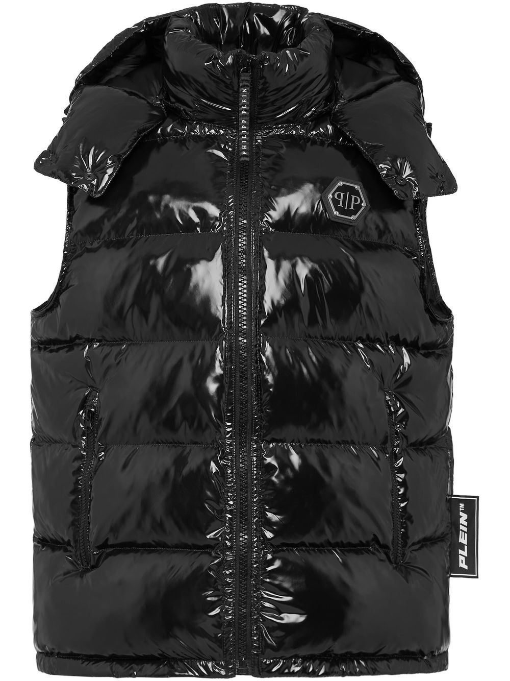 Logo-patch padded gilet - Black