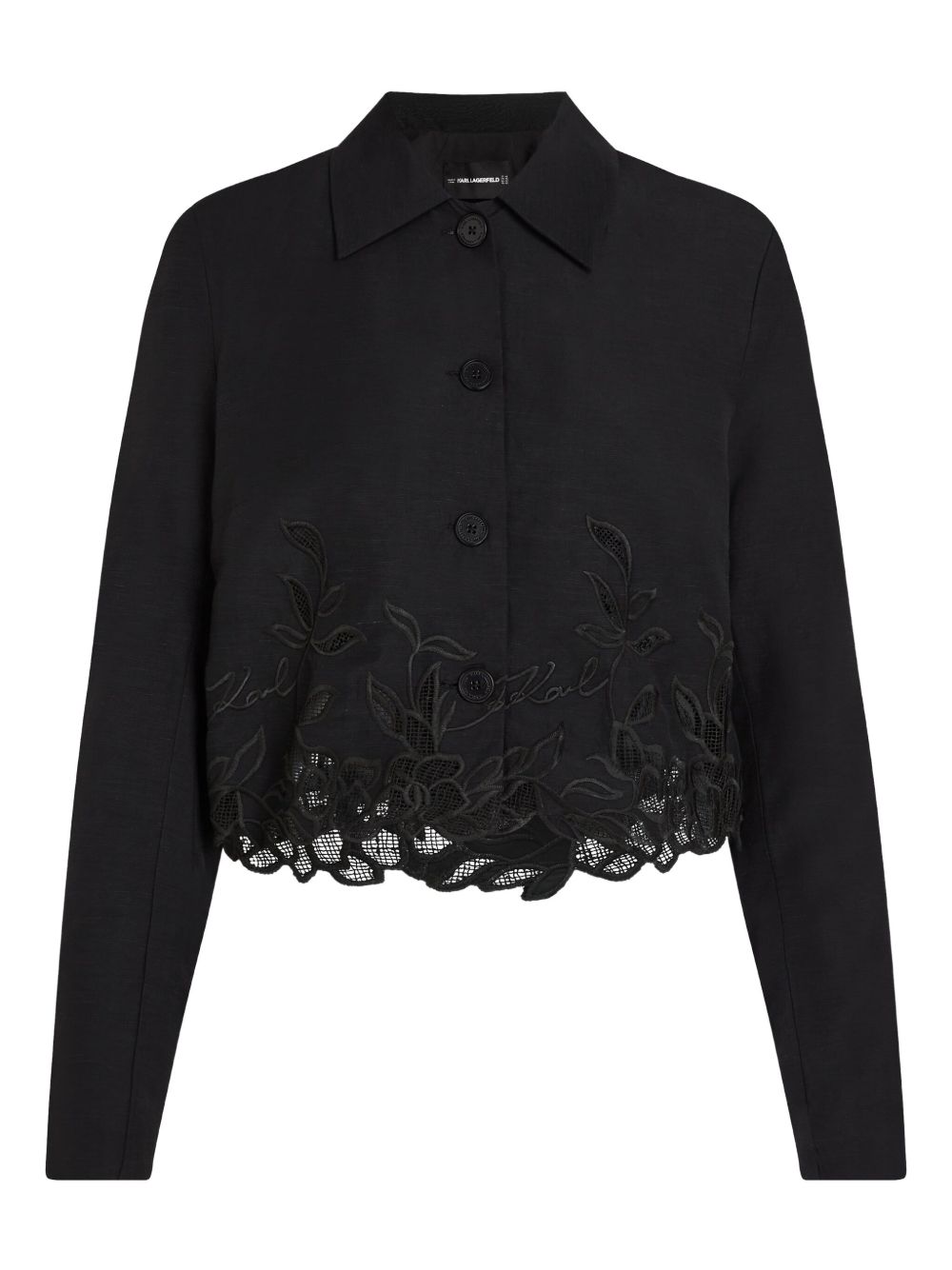 Embroidered cropped jacket - Black