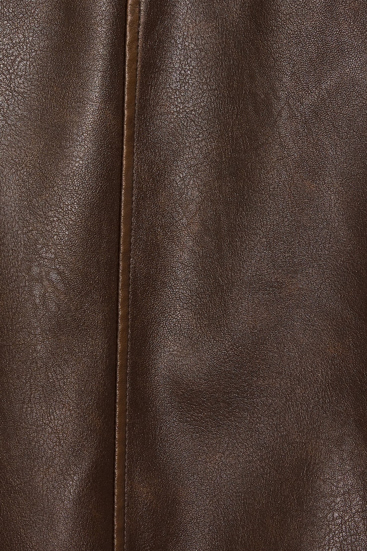 Oversized Faux Leather Stand Collar Bomber