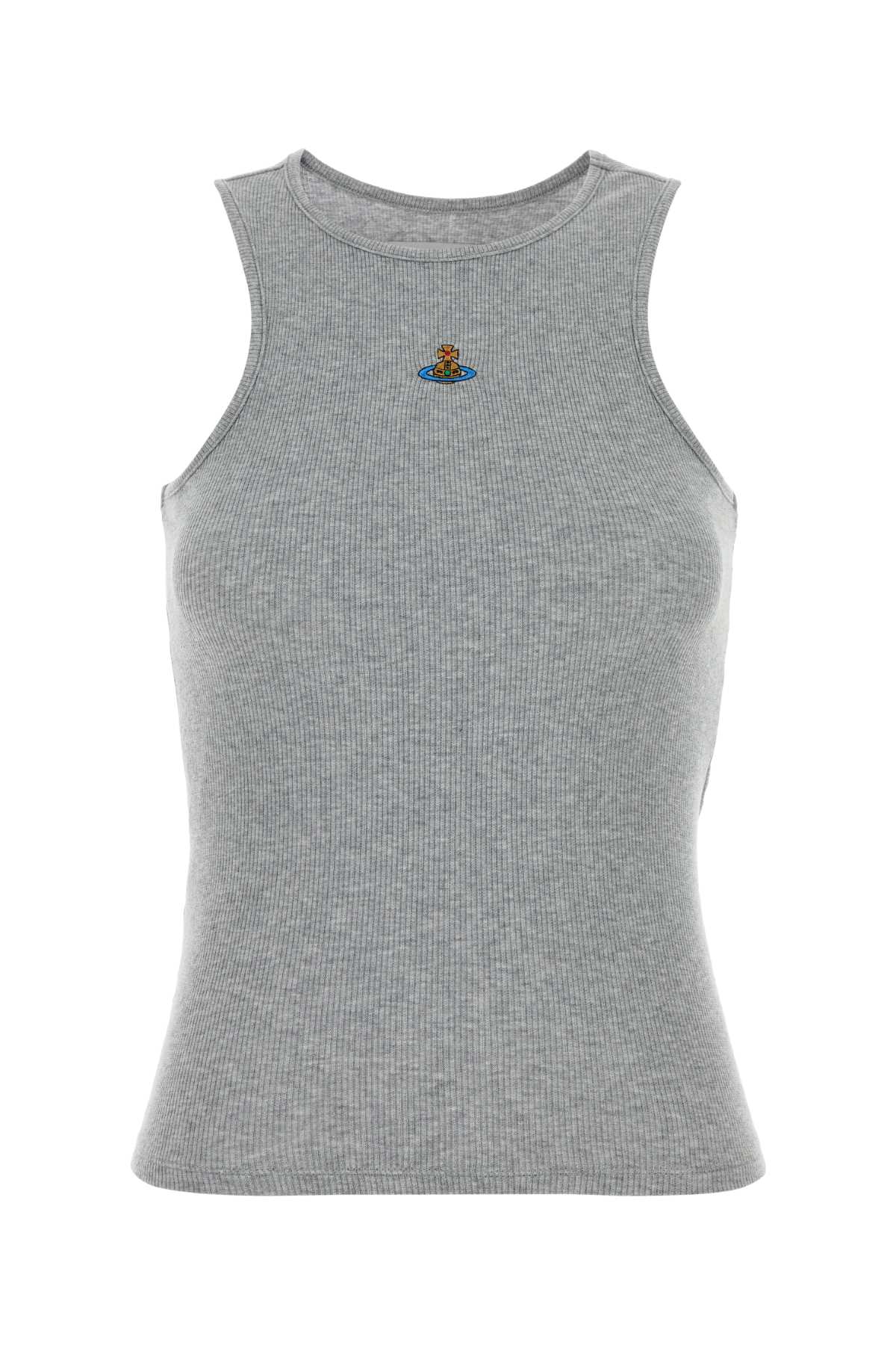 Melange Grey Stretch Cotton 90s Tank Top