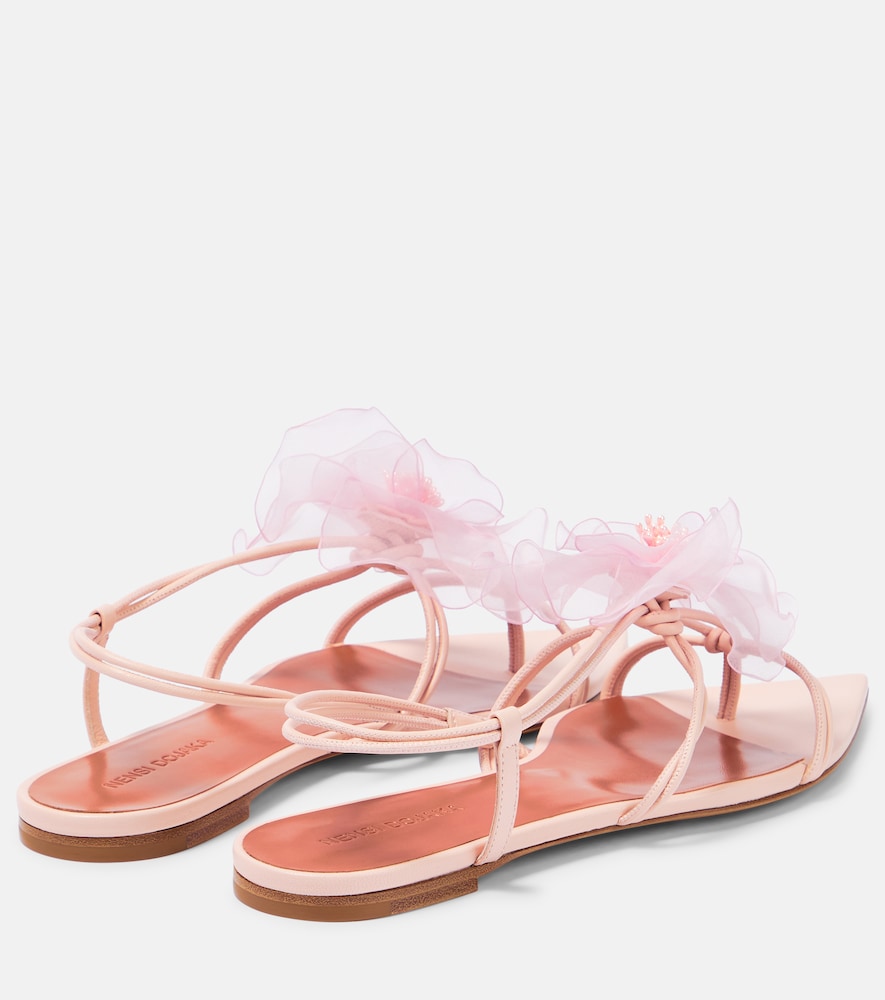 Appliqué leather thong sandals