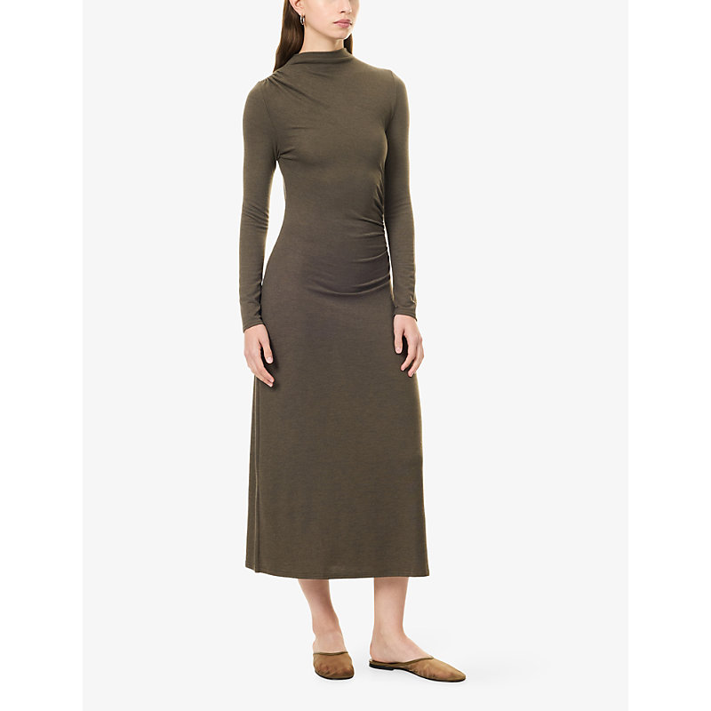 Womens Margaret Draped-Panel Jersey Midi Dress