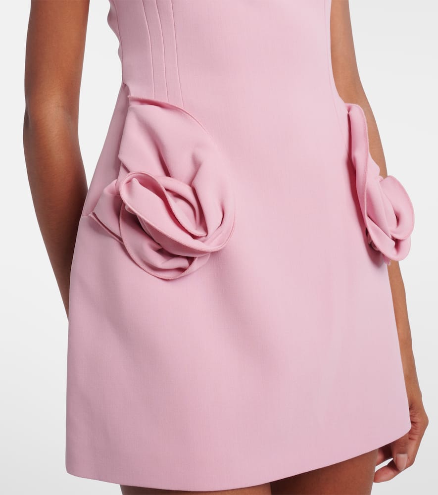 Floral-appliqué wool-blend minidress