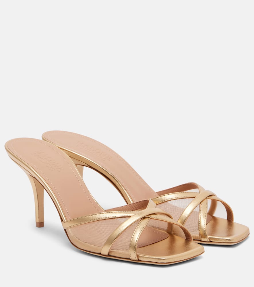 Perla 70 leather and mesh mules