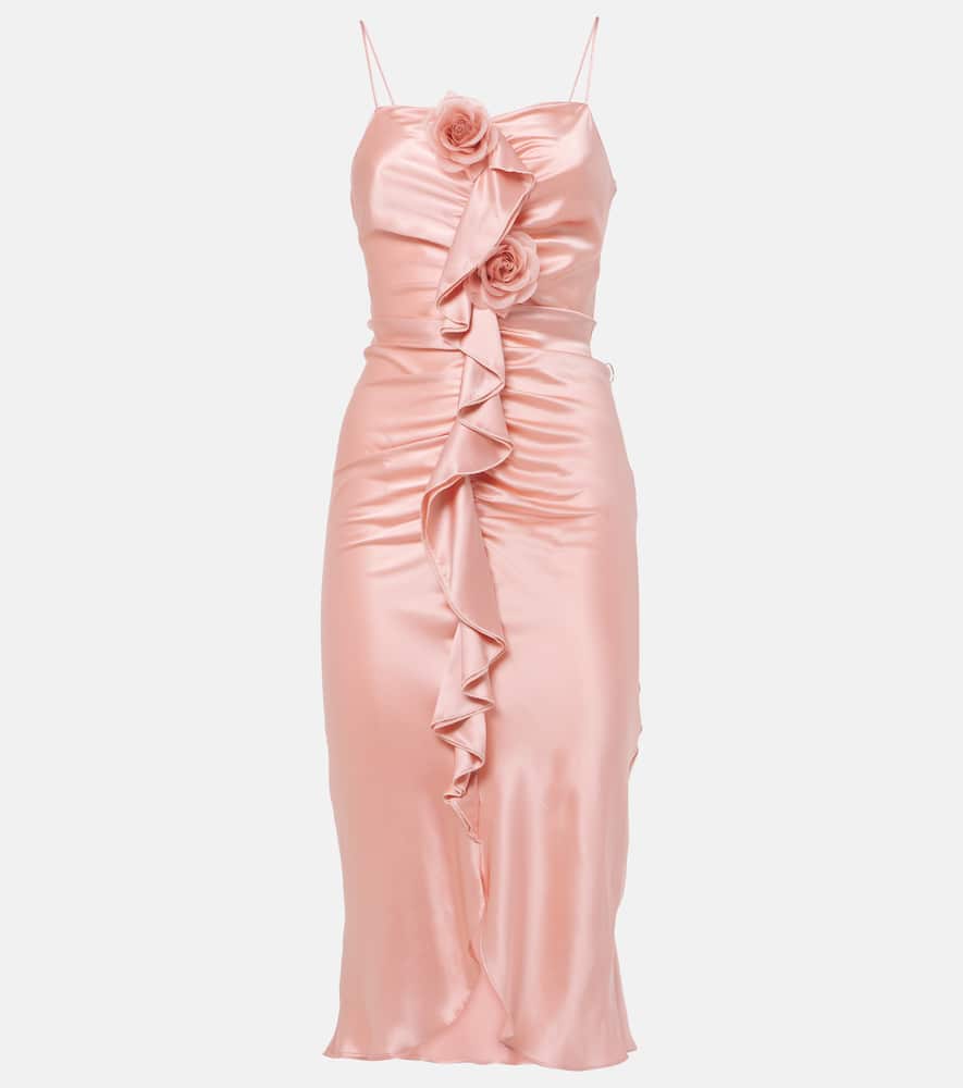 Ruched silk crêpe midi dress