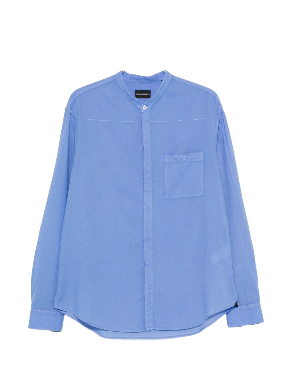 Cotton Mandarin Collar Shirt — Light Blue