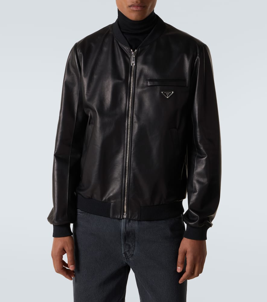 Leather bomber jacket