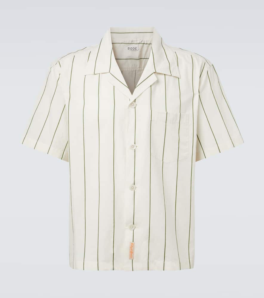 Celery striped cotton bowling shirt