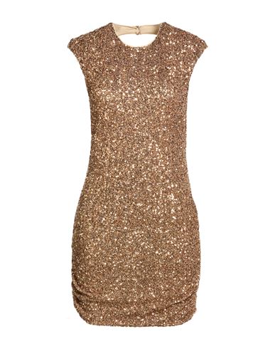 Woman Mini dress Gold Size M Polyester, Elastane