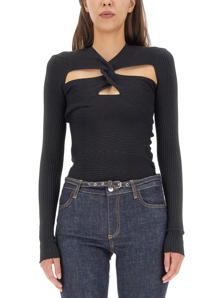 Black Knitted V Neck Sweater