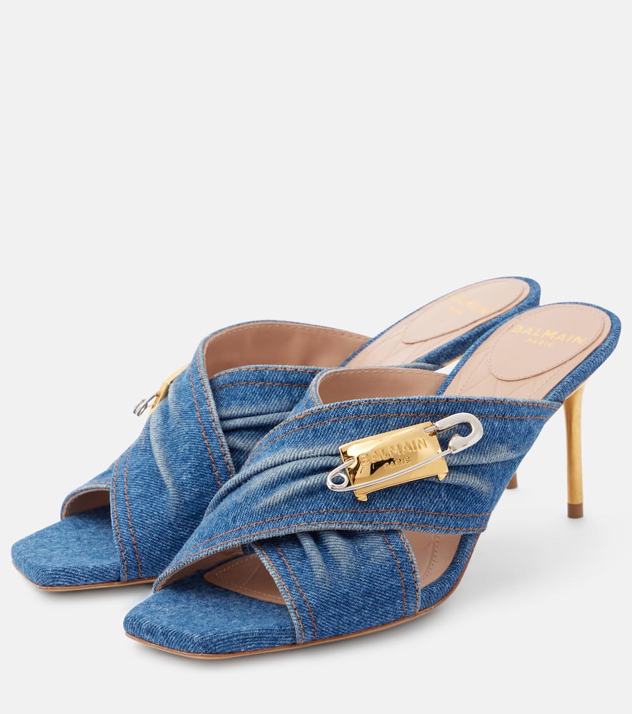 75 embellished denim mules