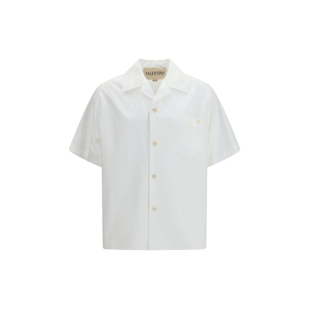 Cotton Poplin Bowling Shirt — White