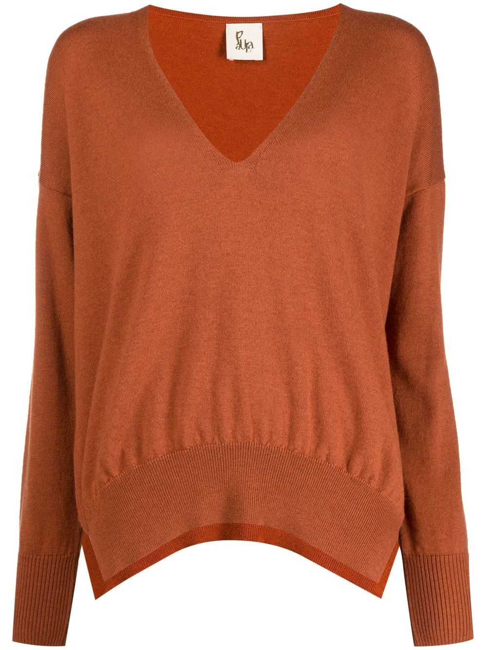 Drop-shoulder V-neck sweater - Orange