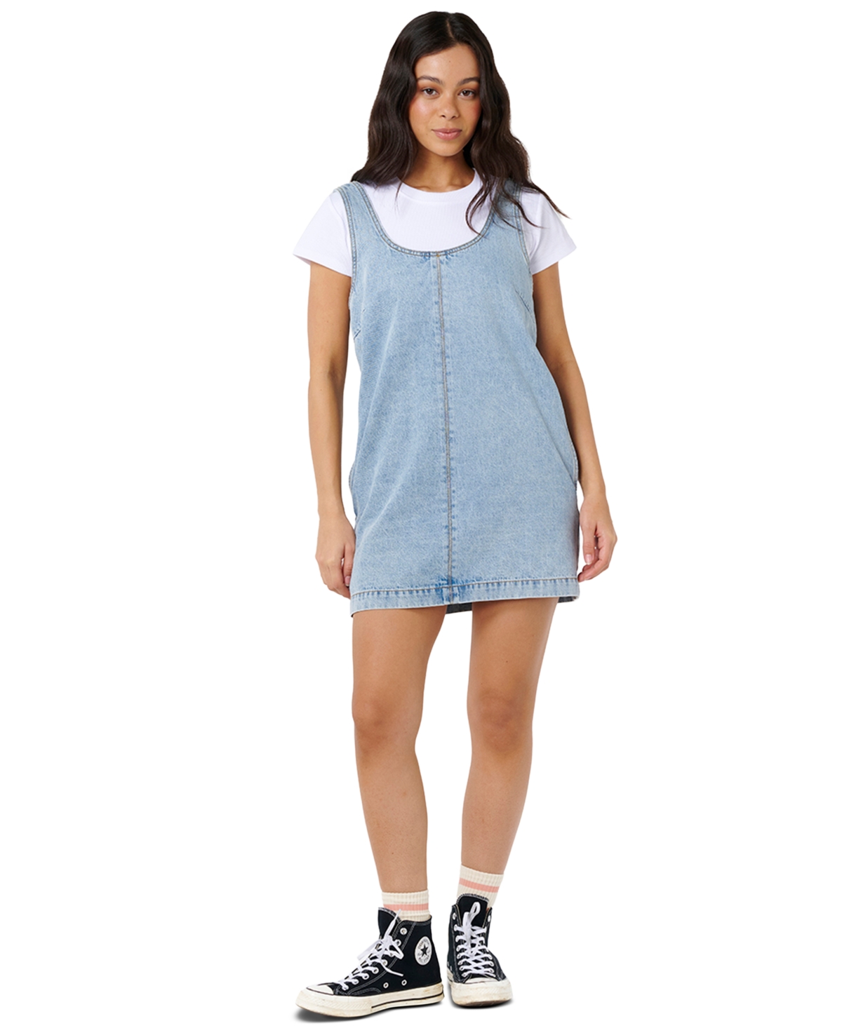 Women's Ellie Heavy Enzyme Scoop Neck Mini Dress - Vintage Blue