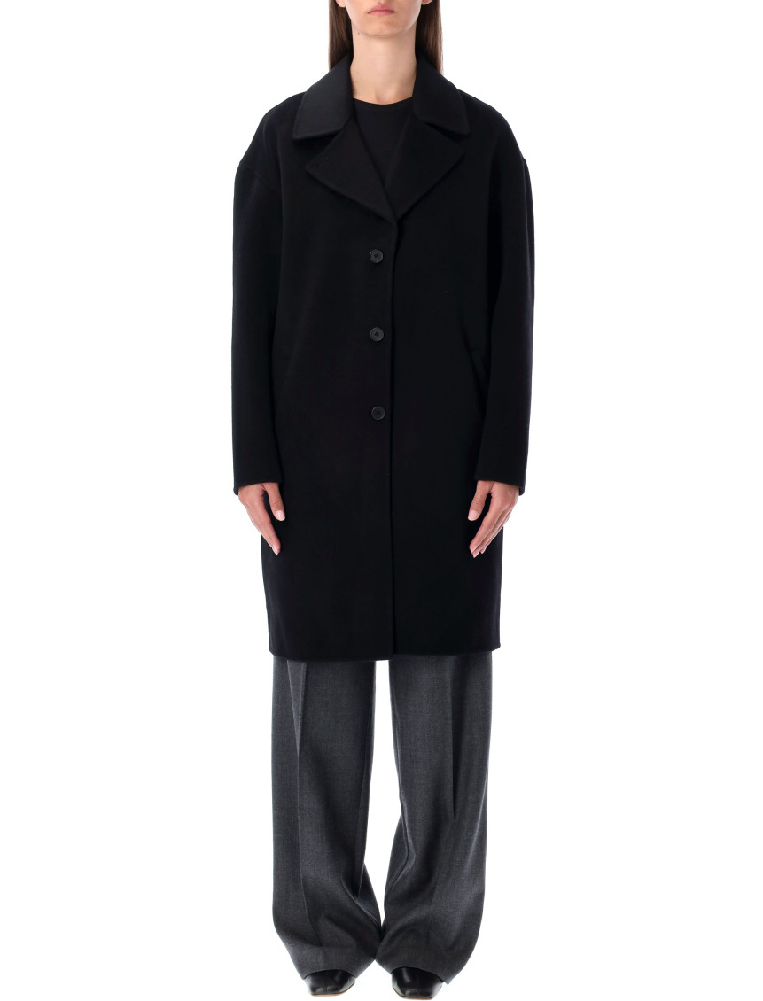 Oversized Black Wool Blend Coat