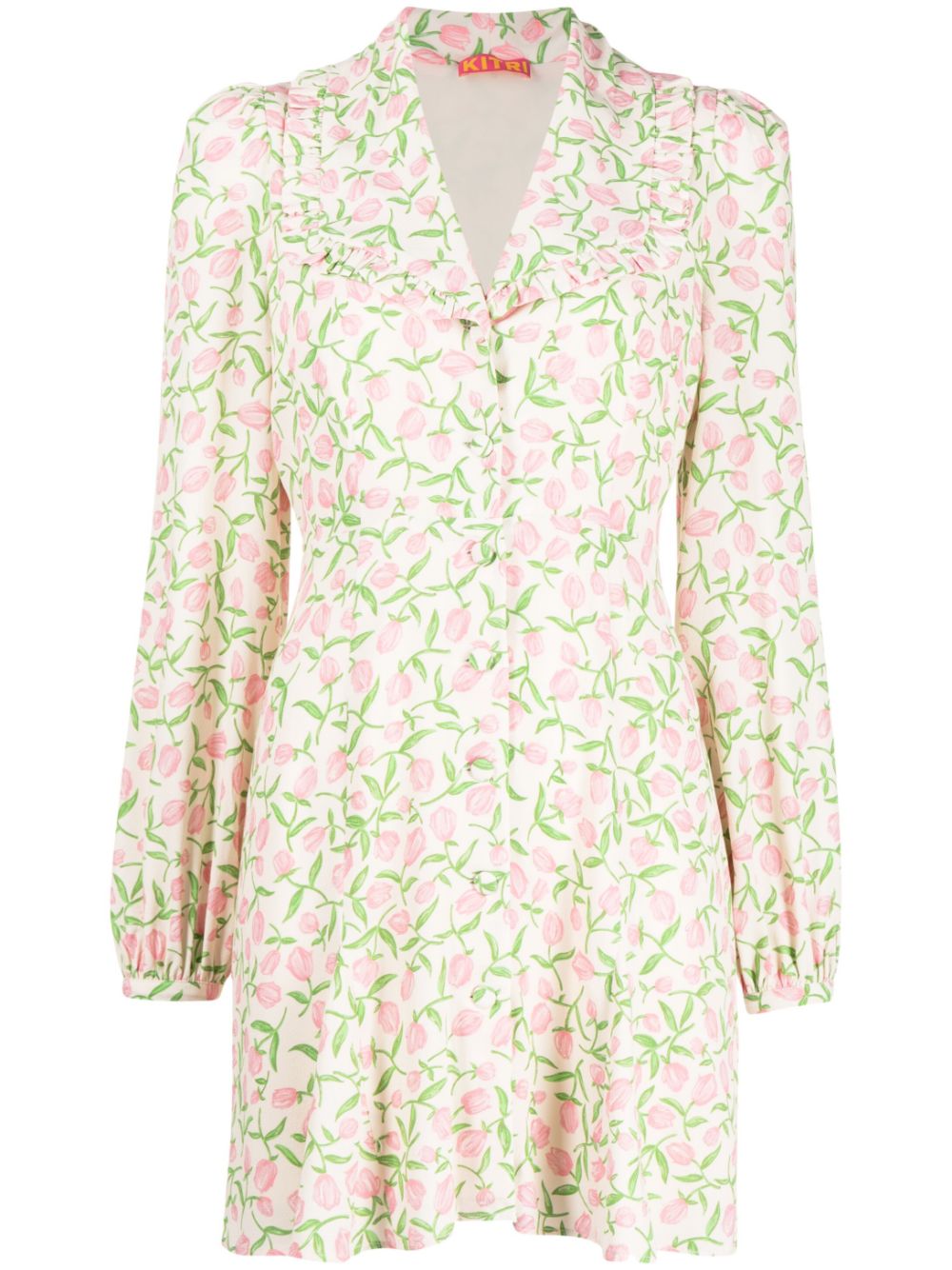 Tabitha tulip-print dress - Neutrals