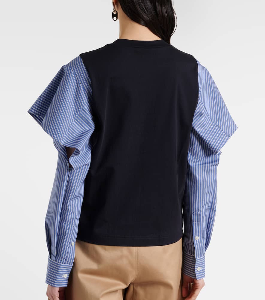 Striped cotton jersey and poplin shirt