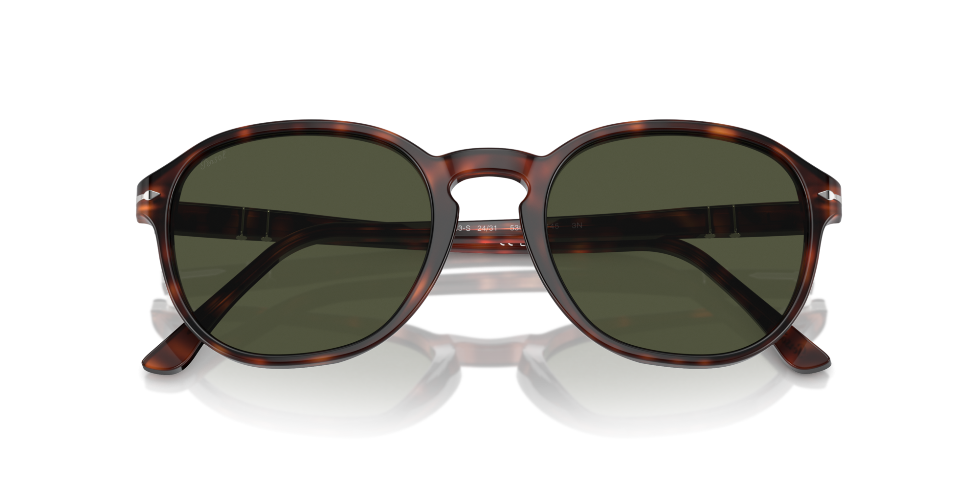 Persol Unisex Persol PO3343S 24/31 Sunglasses Acetate Turtle Green Pillow Norma