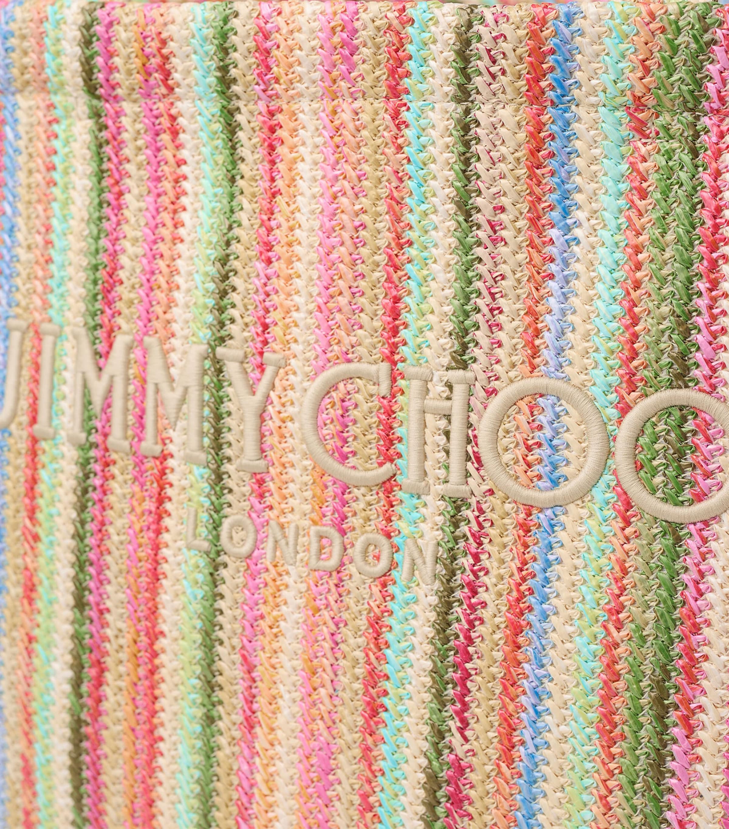Raffia Striped Beach Tote Bag