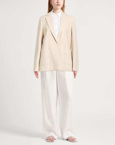 Woman Blazer Beige Size 0 Alpaca wool, Polyamide, Linen