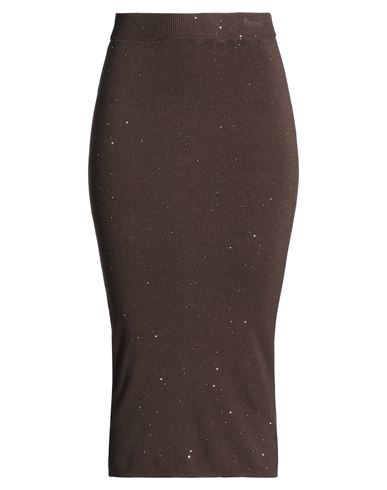 Woman Midi skirt Chocolate brown Size ONESIZE Viscose, Polybutylene, Polyamide, Polyester