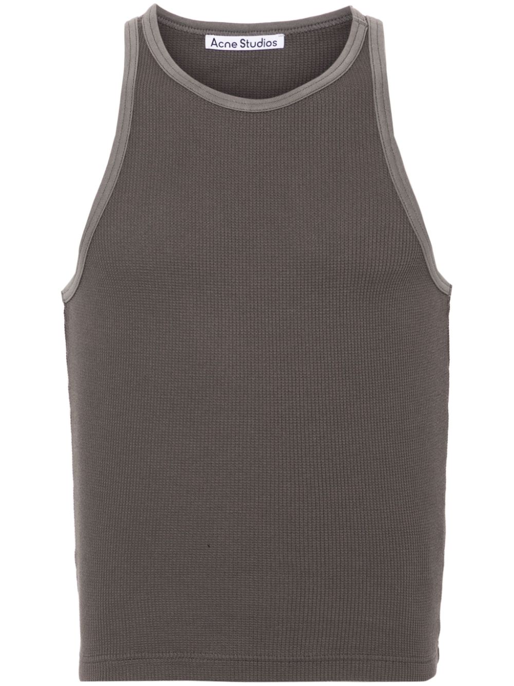 Waffle-knit cotton tank top - Grey