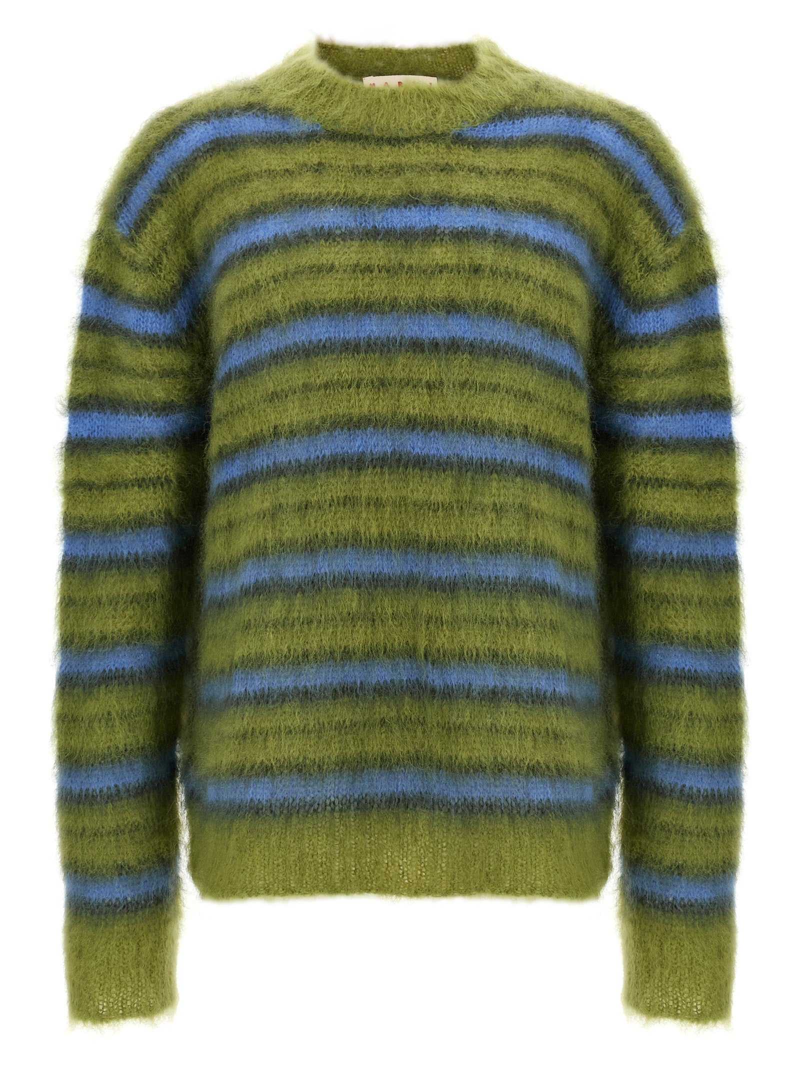 Striped Brushed Mohair Sweater — Green