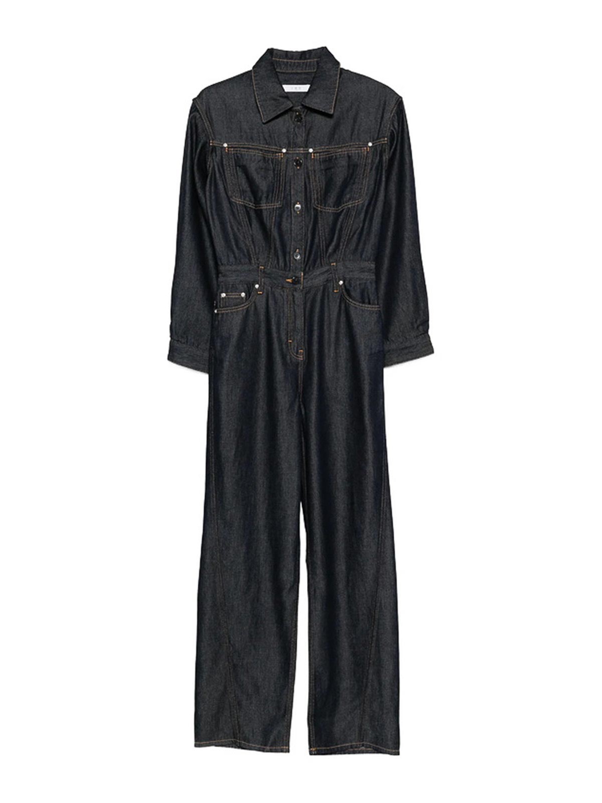Long-sleeve Denim Jumpsuit