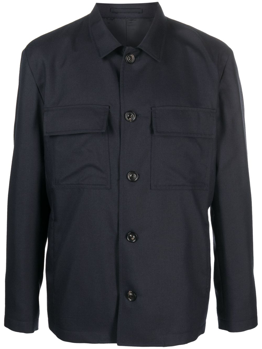 Attitude wool-blend shirt jacket - Blue
