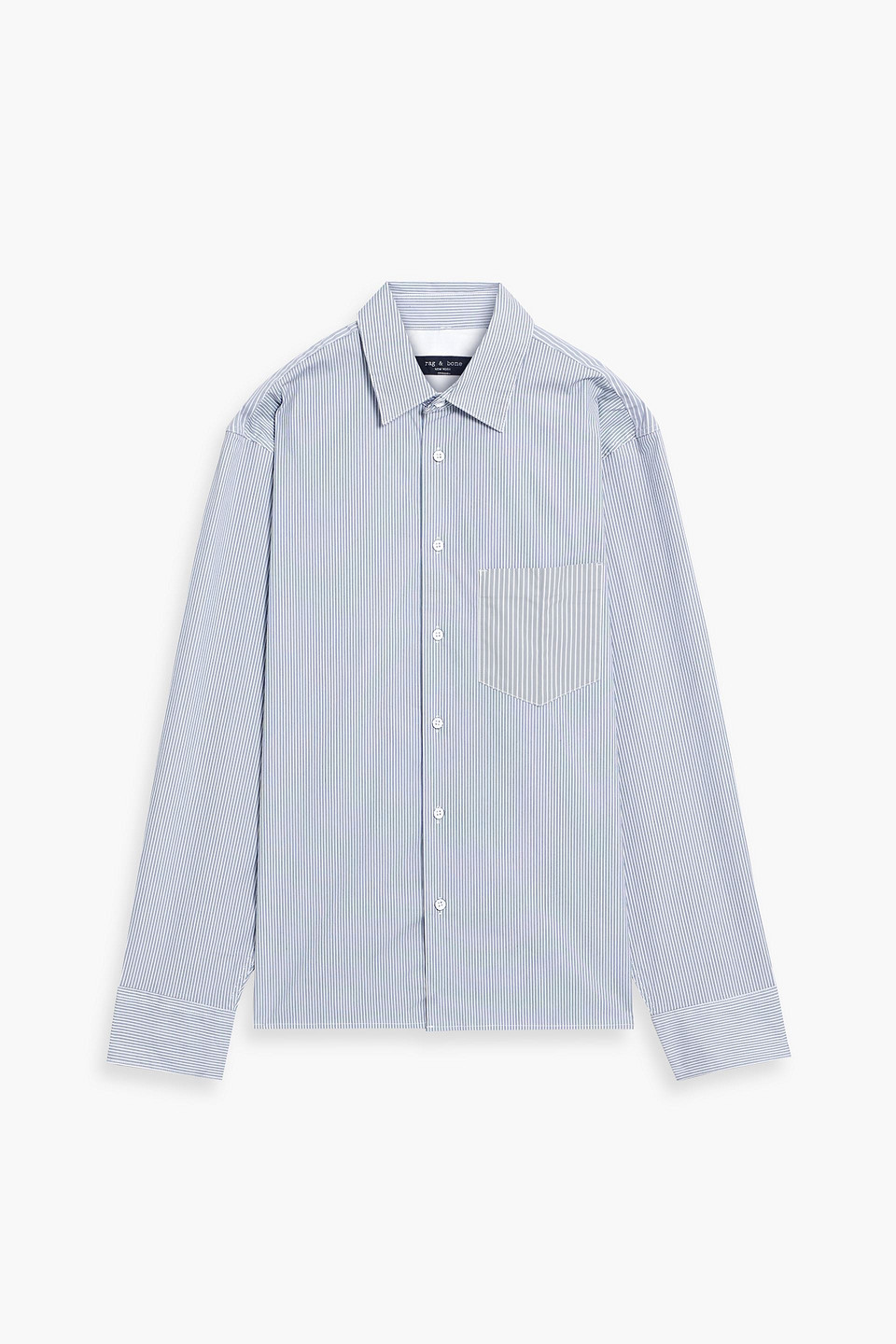 Dalton striped cotton-blend poplin shirt - Blue - M