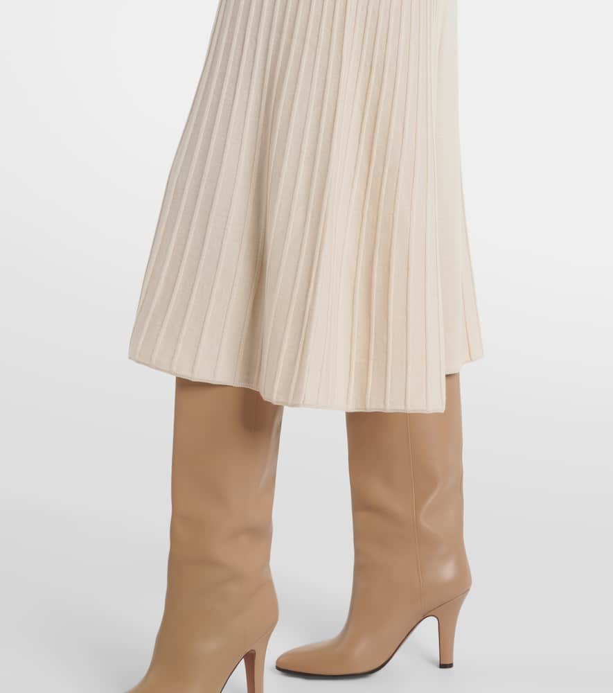 Ribbed-knit wool midi dress