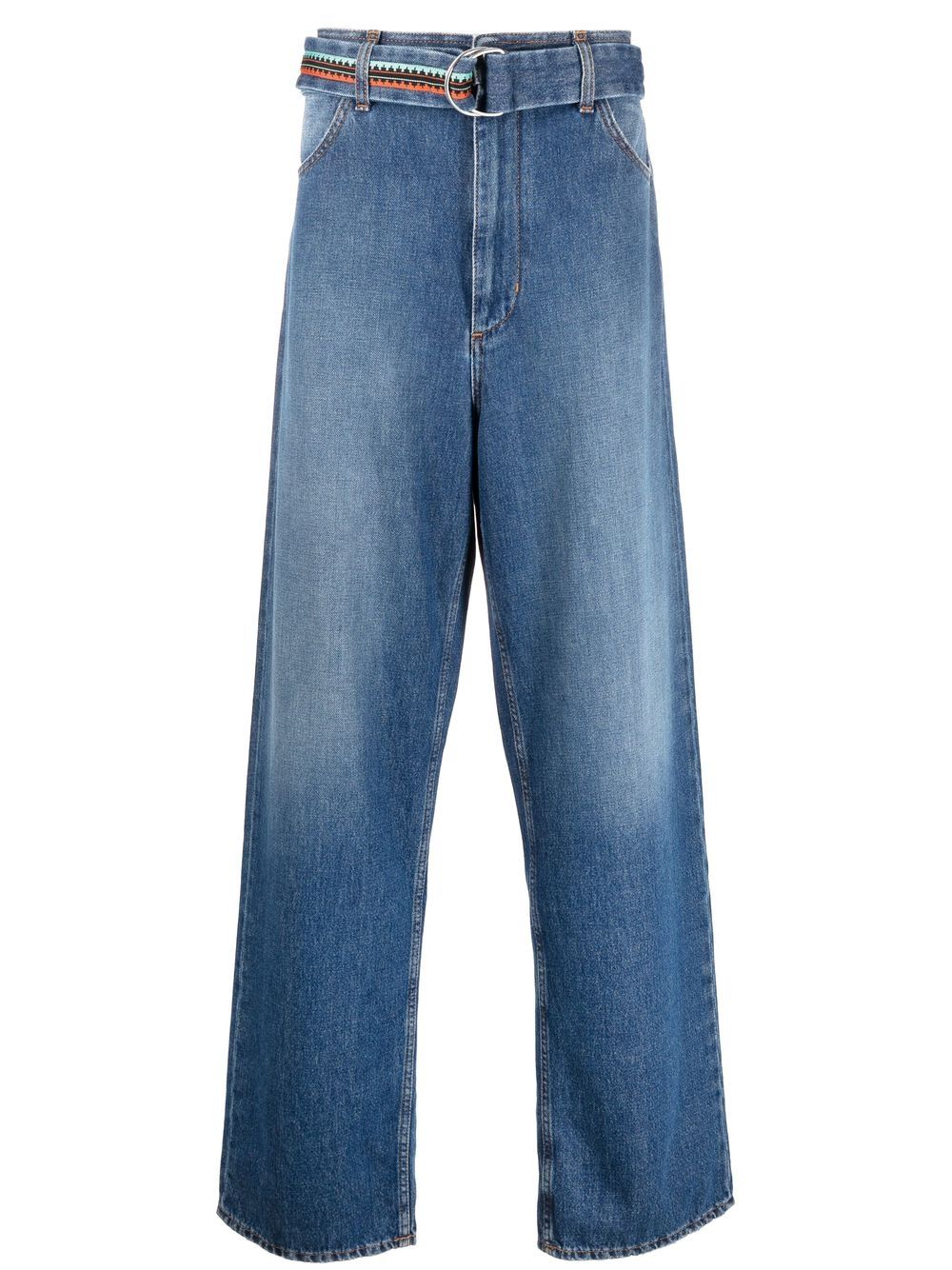 Belted wide-leg jeans - Blue