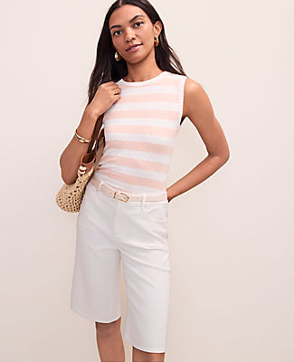 Ann Taylor Petite Weekend Striped Pointelle Tank