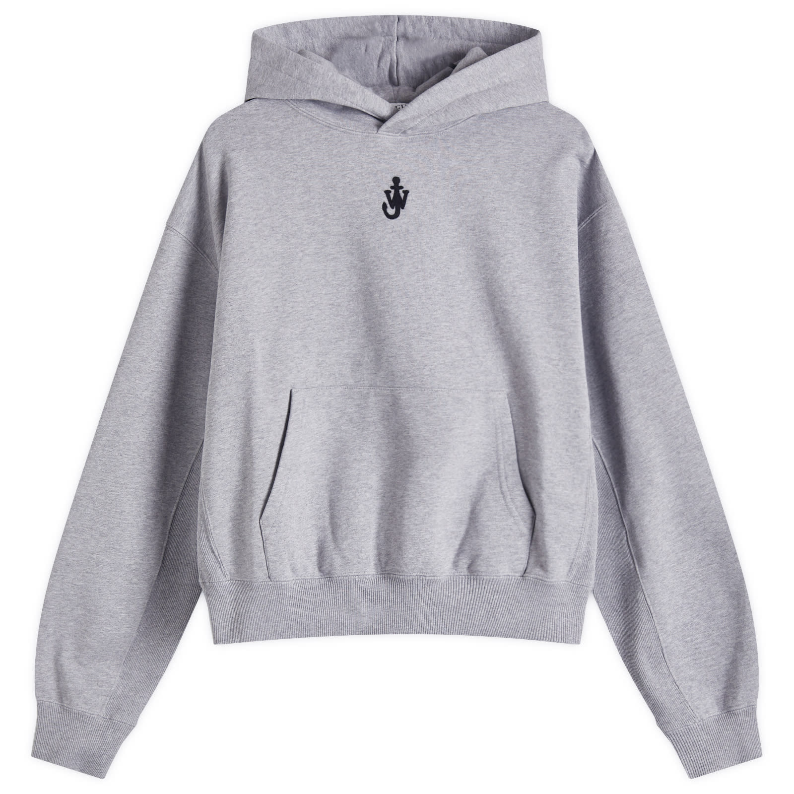 Women's Anchor Embroidery Cropped Hoodie in Grey Melange